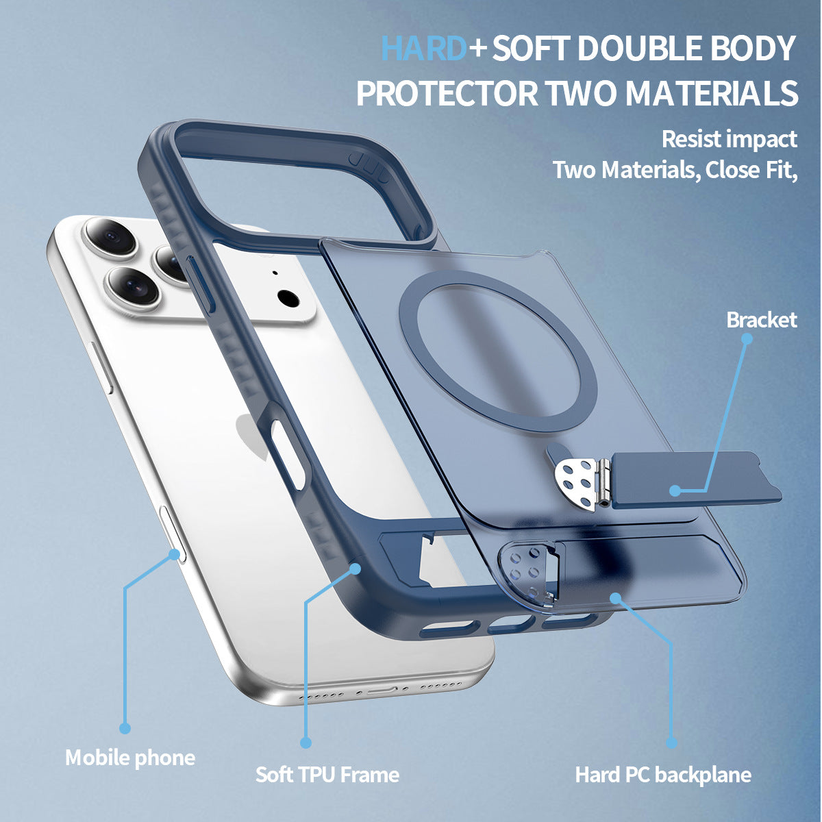 IPhone 17 Strong Magnetic Charging Invisible Stand phone case 17 Pro max Car phone case