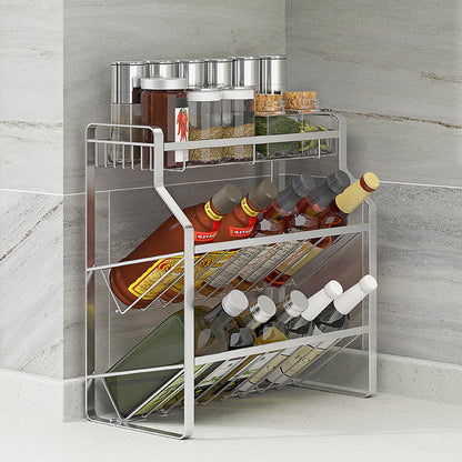 304 stainless steel kitchen condiment storage rack, storing soy sauce bottles, condiment jars, condiment rack countertop - Im