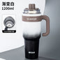 Giant large-capacity insulated ice cup, portable ceramic inner liner straw cup for men, one-click quick-opening insulated cup