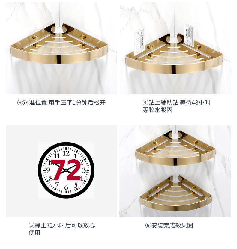 Bathroom triangular storage rack, bathroom net basket corner rack, non-perforated body wash rack, toilet corner storage rack