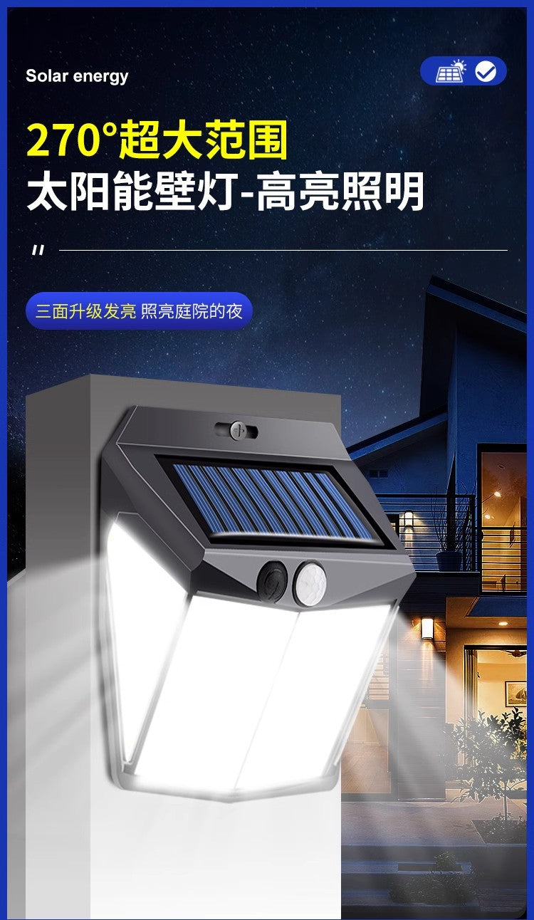 Outdoor solar lamp with 110 LED, 3 lighting modes, motion sensor wall lamp, IP65 waterproof solar power supply, suitable for gardens, courtyards and yards