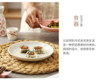 6 - inch Japanese - style round plates, creative plum blossom hand - painted underglaze ceramic tableware, dessert plates, side dish plates, bone plates 6英寸日式圆碟创意梅花手绘釉下彩陶瓷餐具点心碟子小菜碟盘骨碟 - 日式餐具 - Zhongshan Star Trade
