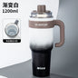 Giant large-capacity insulated ice cup, portable ceramic inner liner straw cup for men, one-click quick-opening insulated cup