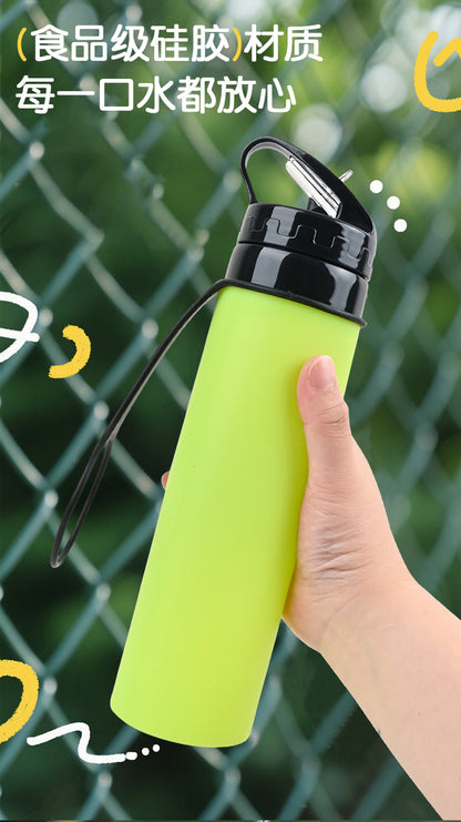 Silicone outdoor water bottle, high appearance level, pp high - temperature resistant, shockproof, portable, folding water cup for children, students and adults 硅胶户外水壶高颜值pp耐高温防摔便携儿童学生成人折叠水杯 - 保温杯 - Zhongshan Star Trade