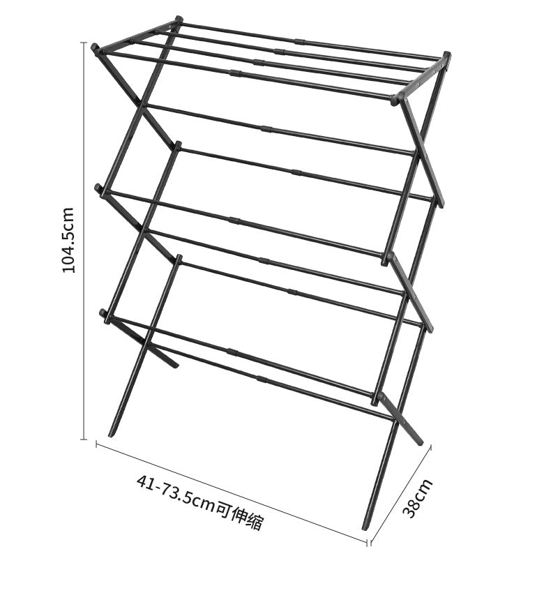 The telescopic folding clothes drying rack can be stretched wide, the telescopic towel rack is a simple floor - standing household clothes drying pole 伸缩折叠晾衣架可拉宽伸缩毛巾架落地家用简易落地晾衣杆 - 折叠式多功能晾衣架 - Zhongshan Star Trade