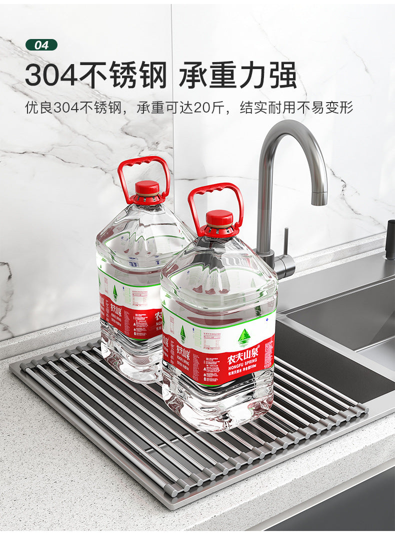 Dishwashing Sink Drain Rack 304 Stainless Steel Retractable Kitchen Drain Rack - Image 8