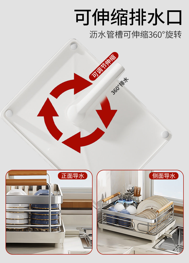 304 stainless steel dish and bowl storage rack, kitchen storage rack, countertop sink for bowls, plates, chopsticks, draining