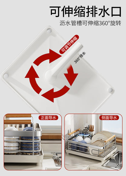 304 stainless steel dish and bowl storage rack, kitchen storage rack, countertop sink for bowls, plates, chopsticks, draining