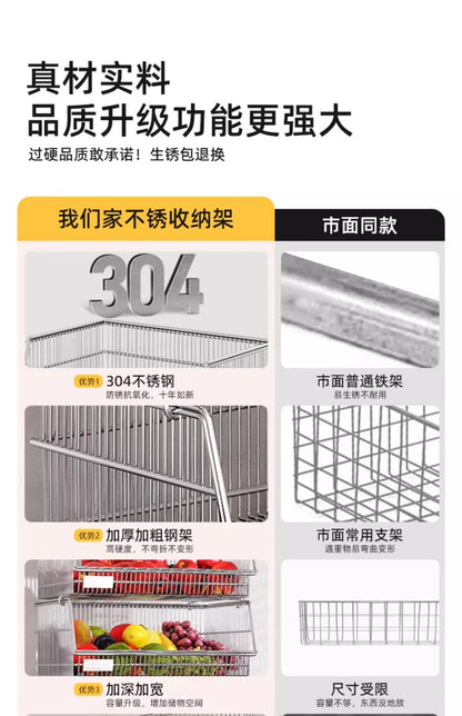 Multi-layered floor-standing household fruit, vegetable and snack storage rack, multi-functional living room trolley