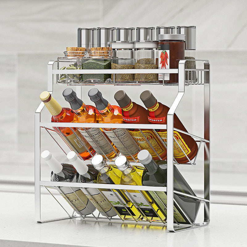 304 stainless steel kitchen condiment storage rack, storing soy sauce bottles, condiment jars, condiment rack countertop - Im