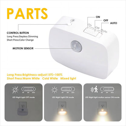 Intelligent human body sensor plug-in night light LED infrared sensor room staircase corridor light PIR night light