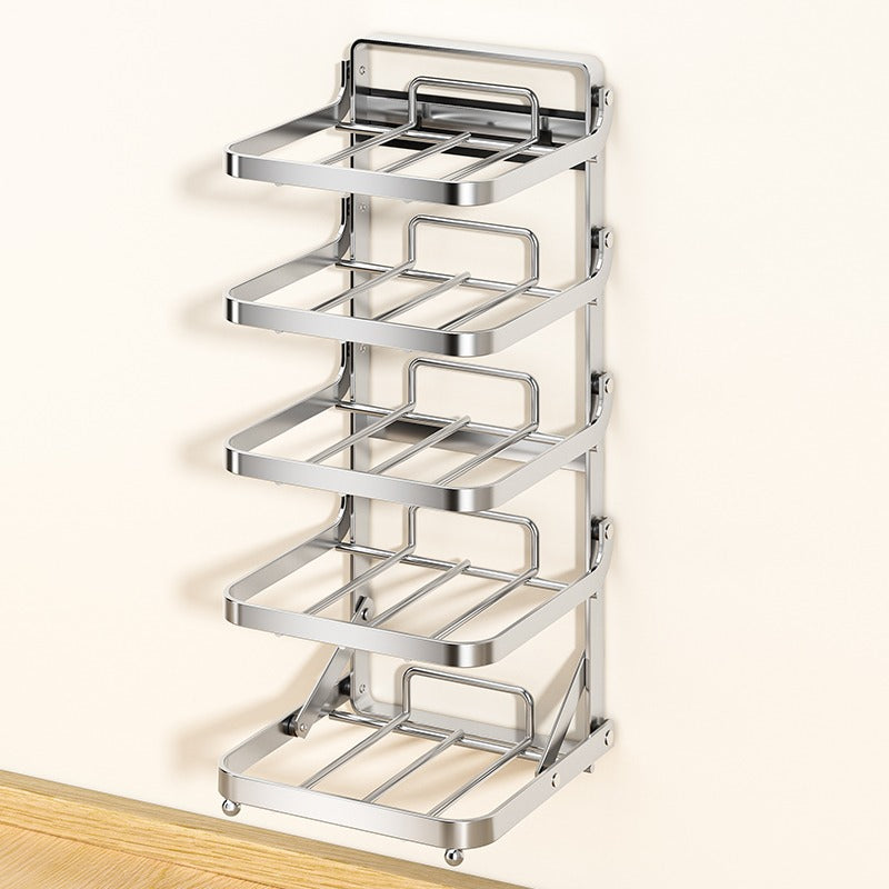 Stainless steel kitchen food preparation rack, no drilling required, wall-mounted vegetable tray, multi-layer hot pot side dish storage rack