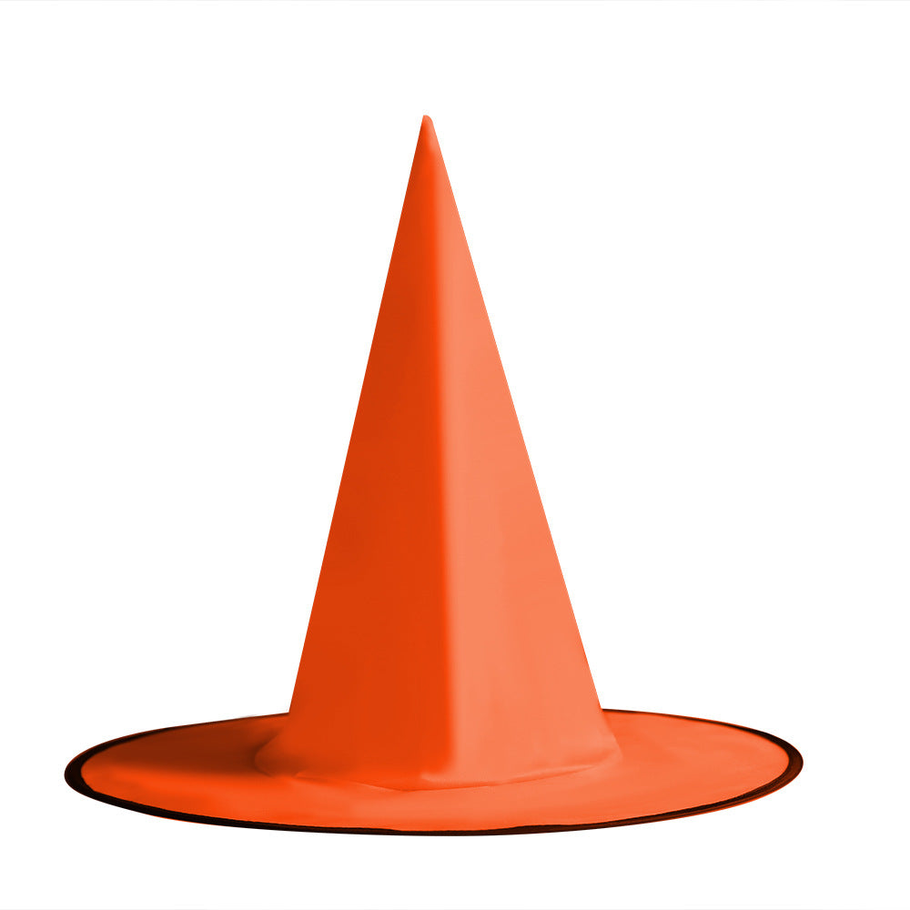 Halloween hat, black Oxford cloth wizard hat, makeup costume props, Harry Potter magic witch hat 万圣节帽子黑色牛津布巫师帽化妆服饰道具哈利波特魔法女巫巫婆帽 - 万圣节装饰品 - Zhongshan Star Trade - 巫师帽橙色L码38*36cm