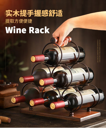 Creative wine rack ornament, solid wood wine rack, upside-down wine glass rack, home living room European style wine cabinet display rack