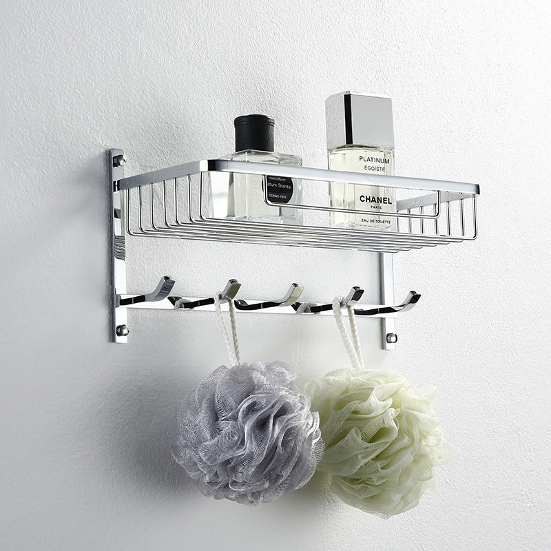 Bathroom storage rack, net basket, bath towel rack, towel rack with hooks bathroom