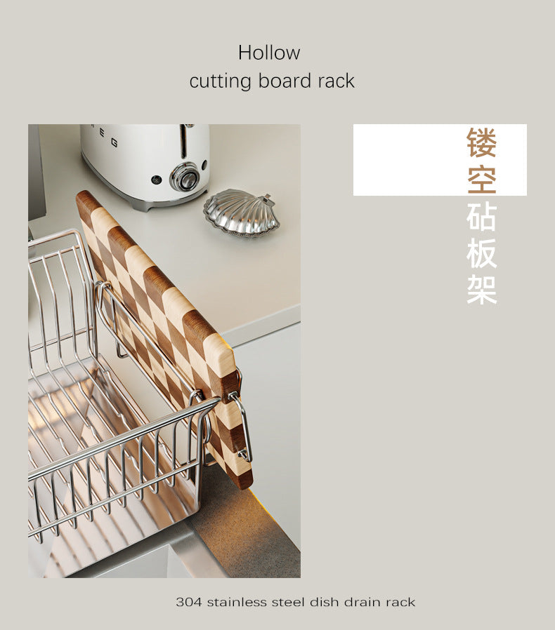 304 stainless steel dish rack, knife storage rack, household countertop, sink, draining rack, kitchen multi-functional storag