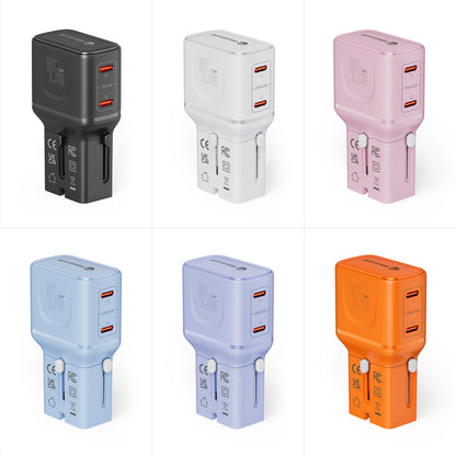 Global Pass Conversion Socket 2Type-C 45W Fast Charging Socket Converter Portable European Standard multi-functional conversion