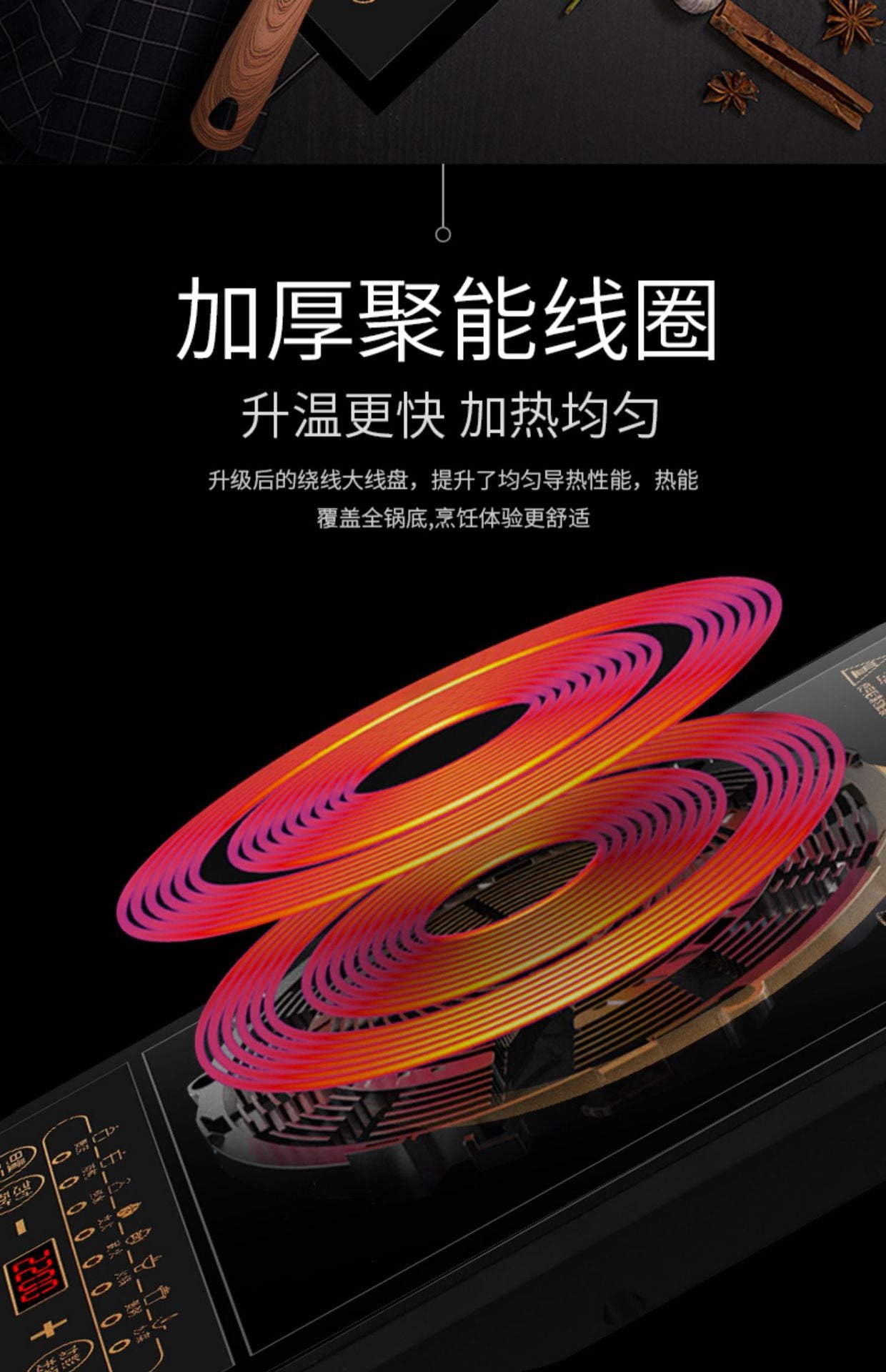 Hemispherical induction cooker 2200W household model New high-power induction cooker for stir-frying