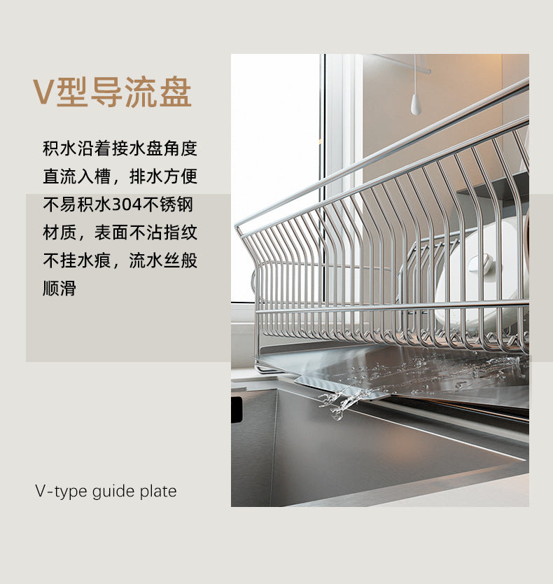 304 stainless steel dish rack, knife storage rack, household countertop, sink, draining rack, kitchen multi-functional storag