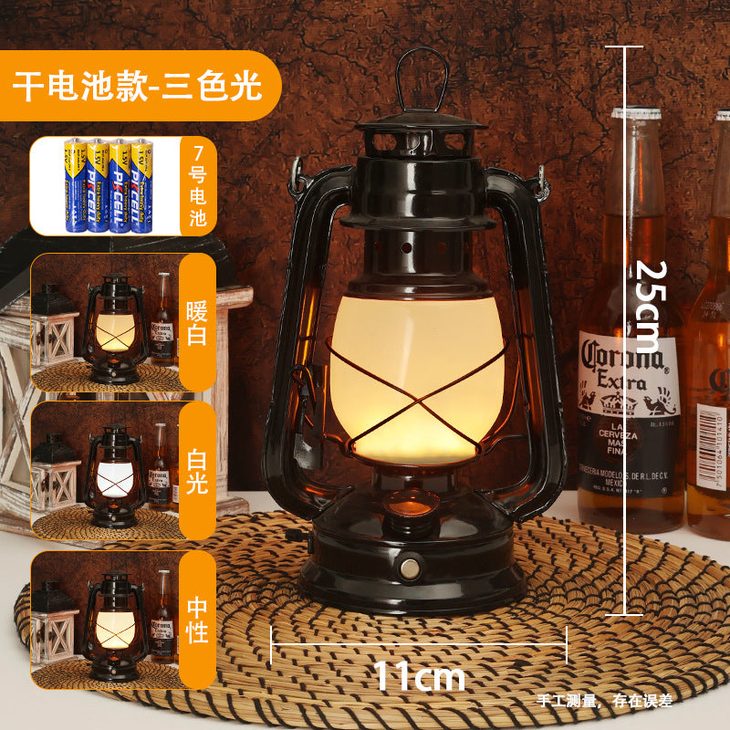 LED lamp decoration desk lamp creative retro horse lamp night lamp restaurant camping lamp ambient lamp bar lamp   led灯装饰台灯创意复古马灯小夜灯餐厅露营灯氛围灯酒吧台灯 - 太阳能LED露营灯 - Zhongshan Star Trade - 【干电池】塑料A款黑色+三色变光