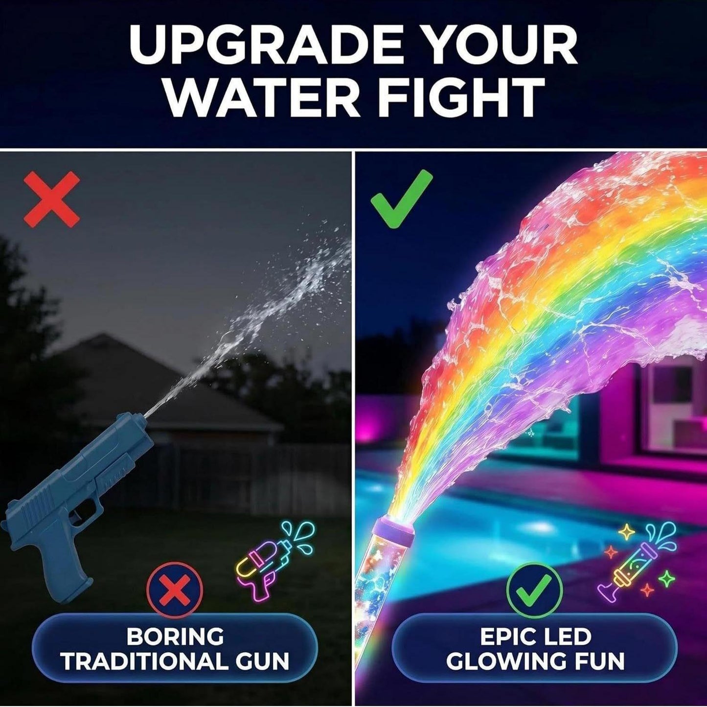 Cross-border Glowing Rainbow LED Water Blaster - Colorful Neon LED Water Gun Wholesale