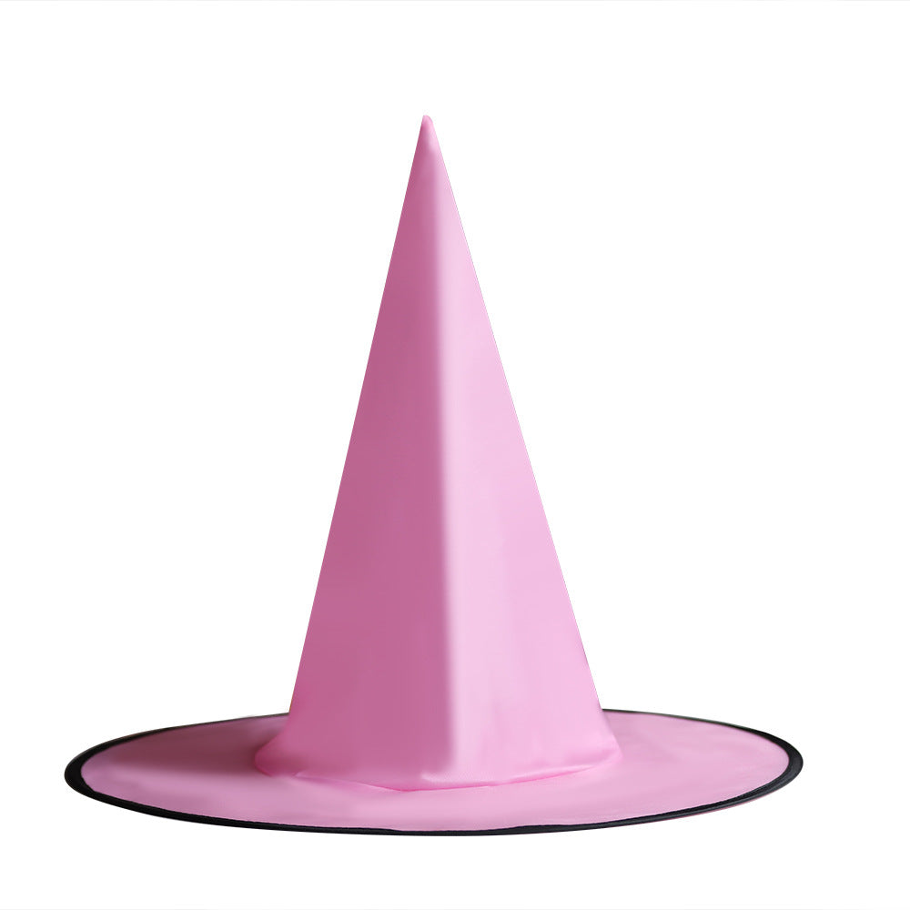 Halloween hat, black Oxford cloth wizard hat, makeup costume props, Harry Potter magic witch hat 万圣节帽子黑色牛津布巫师帽化妆服饰道具哈利波特魔法女巫巫婆帽 - 万圣节装饰品 - Zhongshan Star Trade - 巫师帽粉色L码38*36cm