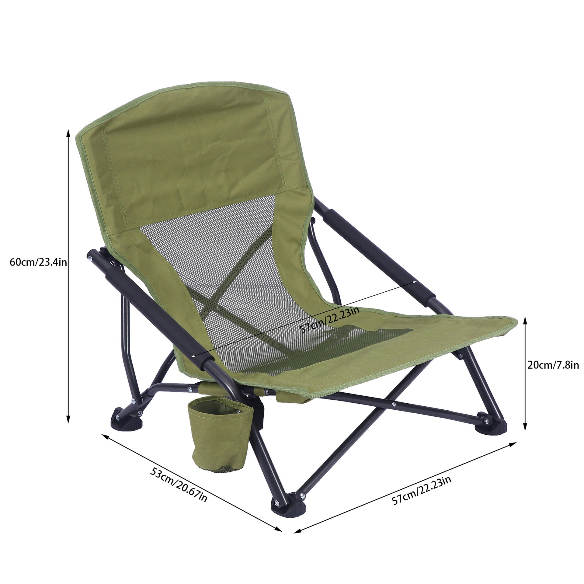 Folding camping chair, suitable for camping, beaches, picnics, Barbqeues, and sports events with handbags折叠露营椅，适用于露营，海滩，野餐，Barbqeues，带手提包的体育赛事 - 户外折叠椅 - Zhongshan Star Trade - Green - 61*52*67.5cm