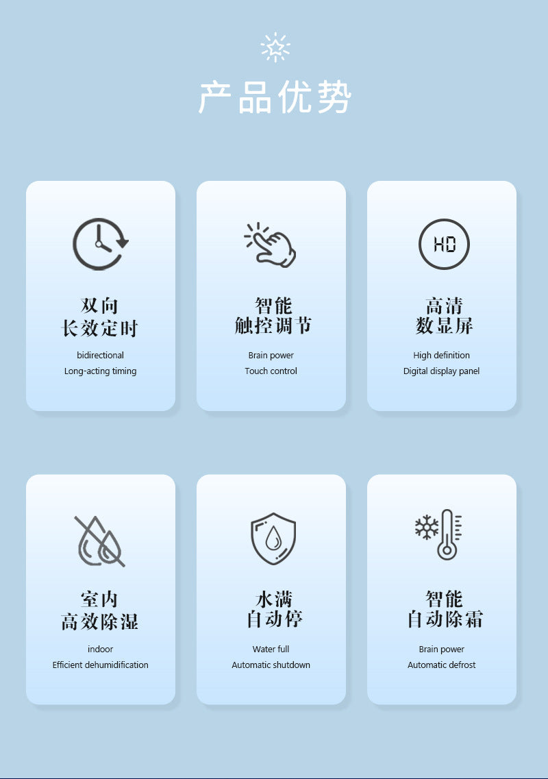 Dehumidifier, small household dehumidifier, quiet, automatic shutdown, bedroom dehumidifier (applicable area 41-60 square meters), bathroom, RV, closet