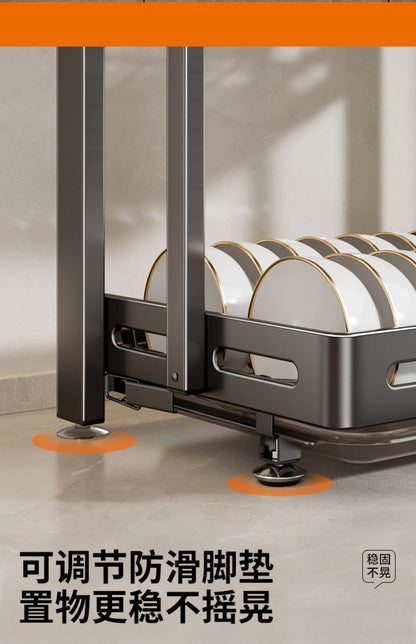 304 stainless steel folding draining dish rack, kitchen multi-functional storage stand, multi-layer dish cabinet, dish and sp