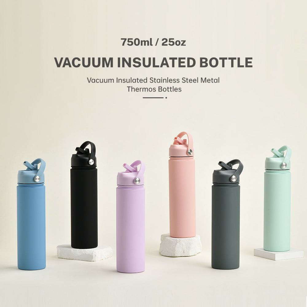 750ml stainless steel water bottle, wide - mouthed portable hand - held bottle, outdoor sports suction nozzle, insulated cup 750ml不锈钢水壶广口便携手提瓶子户外运动吸嘴保温杯 - 保温杯 - Zhongshan Star Trade