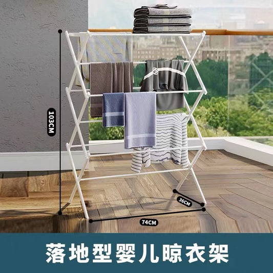 Folding clothes drying rack - Durable and space - saving laundry and towel rack, sturdy hanger for hanging clothes both indoors and outdoors, made of stainless steel 折叠晾衣架 – 耐用、节省空间的洗衣和毛巾架、坚固的衣架，用于在室内和室外悬挂衣服，不锈钢 - 折叠式多功能晾衣架 - Zhongshan Star Trade