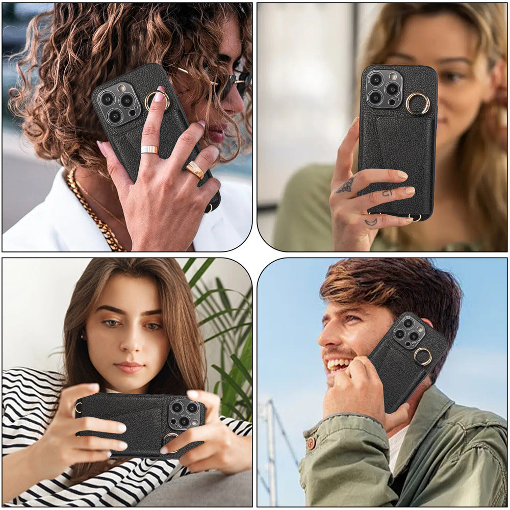 The crossbody lanyard card insert phone case is suitable for the Apple series