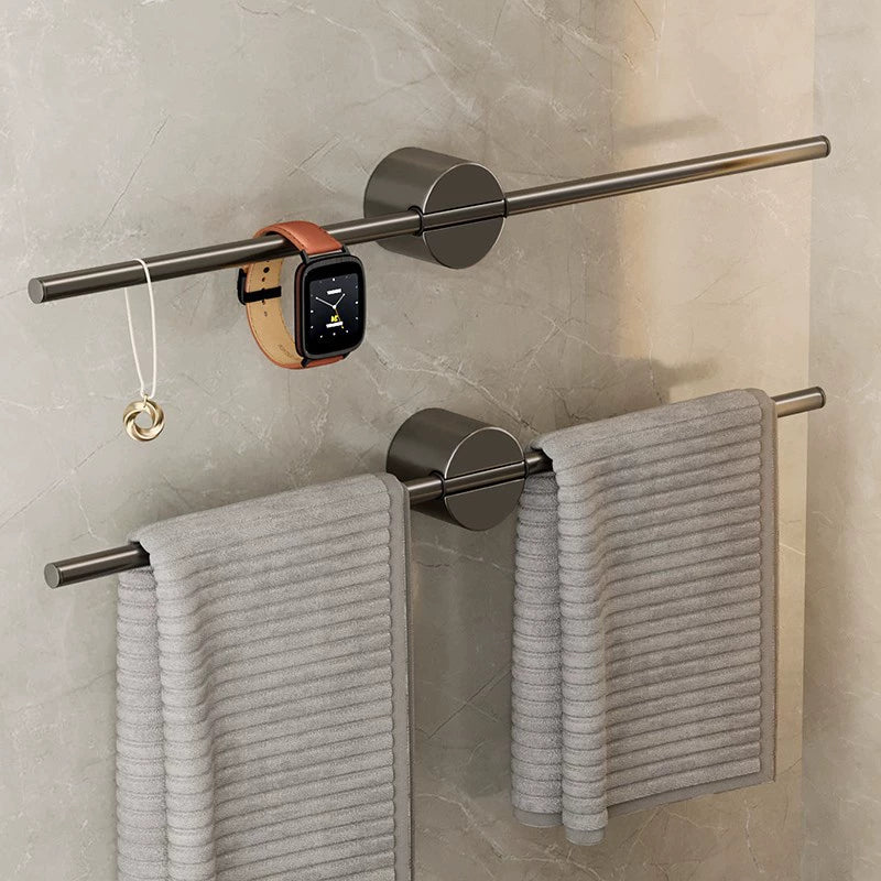 No-drill bathroom towel rack, minimalist and luxurious single bar, washbasin towel bar, trendy gunmetal gray