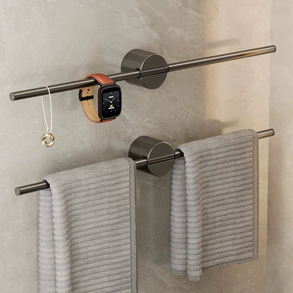 No-drill bathroom towel rack, minimalist and luxurious single bar, washbasin towel bar, trendy gunmetal gray