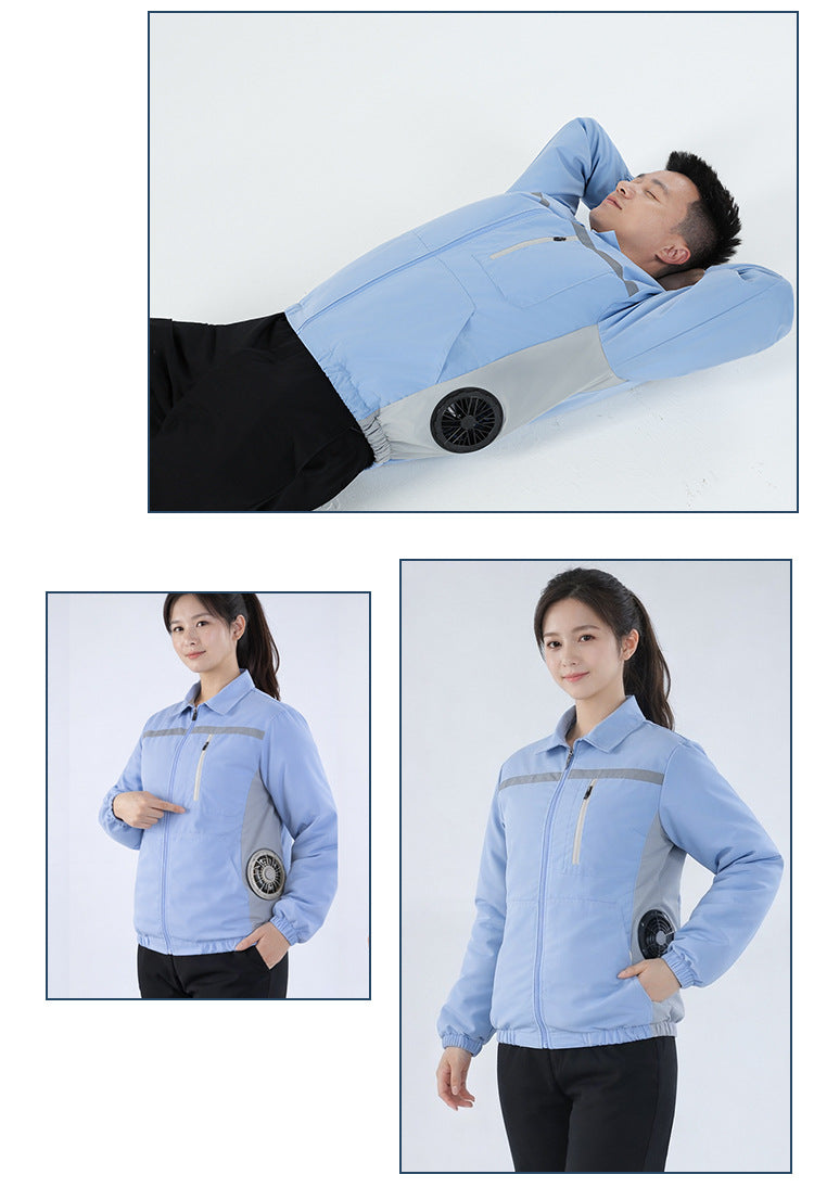 【 Side-waist fan air-conditioned Clothing 】 Summer work clothes, workshop construction site labor protection clothing, factory uniforms, heatstroke prevention and cooling fan clothing