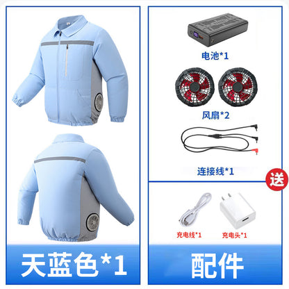 【 Side-waist fan air-conditioned Clothing 】 Summer work clothes, workshop construction site labor protection clothing, factory uniforms, heatstroke prevention and cooling fan clothing