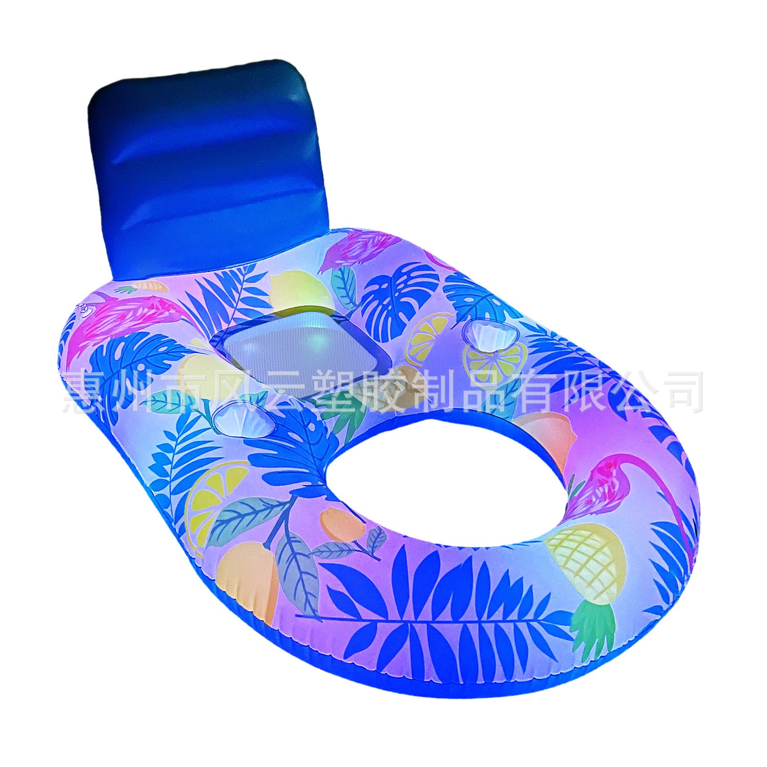 New spot inflatable water mesh yarn lounge chair back floating drainage U - shaped luminous seat sunshade floating hammock新款现货充气水上网纱躺椅靠背浮排水上u型发光座椅遮阳漂浮吊床 - 水上玩具 - Zhongshan Star Trade - 140*90*65cm - 菠萝发光款