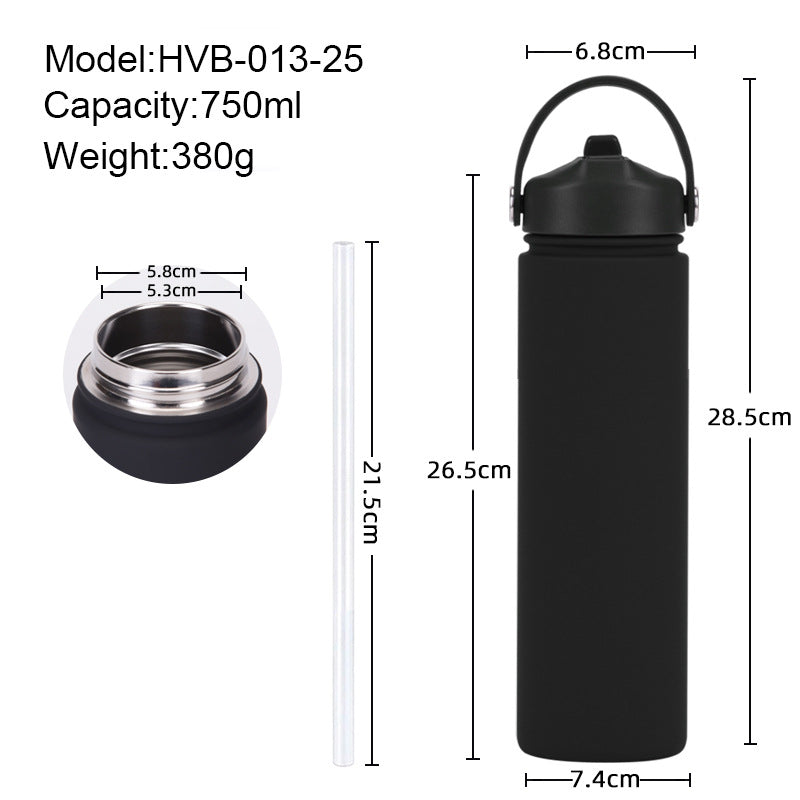 750ml stainless steel water bottle, wide - mouthed portable hand - held bottle, outdoor sports suction nozzle, insulated cup 750ml不锈钢水壶广口便携手提瓶子户外运动吸嘴保温杯 - 保温杯 - Zhongshan Star Trade