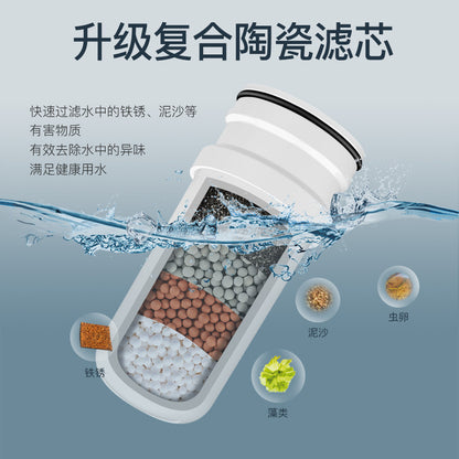 Pre-filter for kitchen faucet with anti-splash water function, made of ceramic activated carbon, for direct drinking water purification.