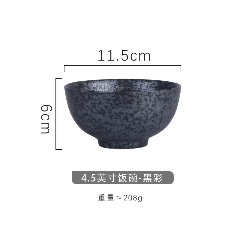4.5 inch, 5 inch, retro Chinese Japanese creative hand - painted flower cereal ceramic soup rice bowl  4.5 英寸、5英寸，复古中国日式创意手绘花卉麦片陶瓷汤饭碗 - 日式餐具 - Zhongshan Star Trade - 黑彩4.5英寸米饭碗
