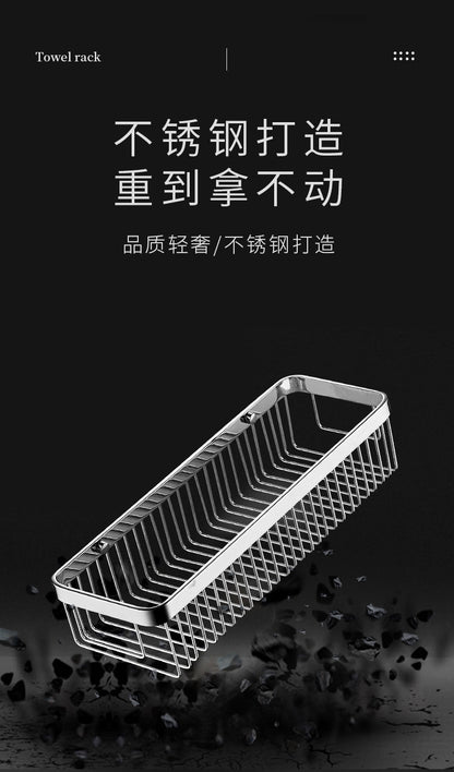 304 stainless steel bathroom storage rack rectangular wall mounted storage mesh basket bathroom shower room washbasin corner rack