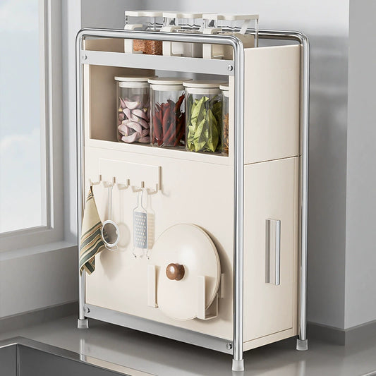 Kitchen storage rack, multi-functional pull-out type, extremely narrow edge corner, seasoning, salt seasoning jar, countertop