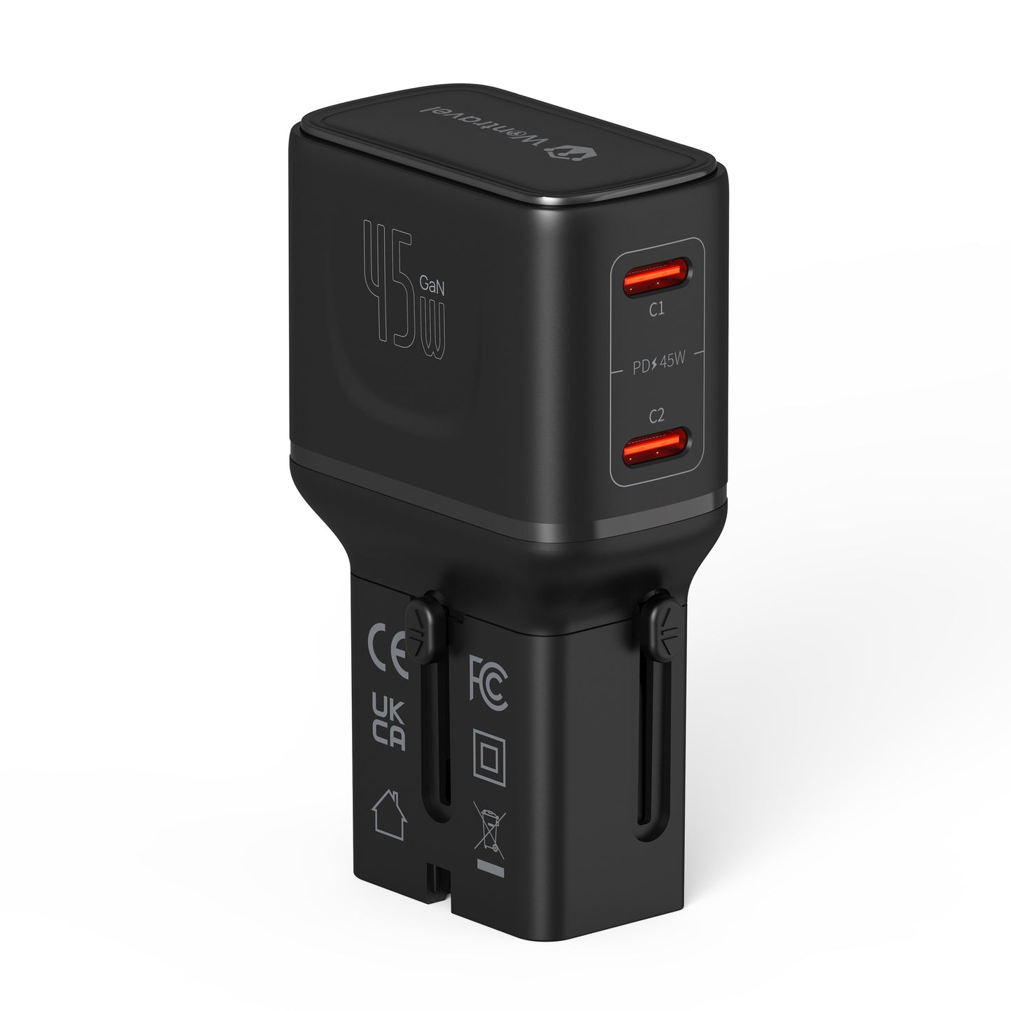 Global Pass Conversion Socket 2Type-C 45W Fast Charging Socket Converter Portable European Standard multi-functional conversion