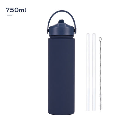 750ml stainless steel water bottle, wide - mouthed portable hand - held bottle, outdoor sports suction nozzle, insulated cup 750ml不锈钢水壶广口便携手提瓶子户外运动吸嘴保温杯 - 保温杯 - Zhongshan Star Trade - 靛蓝色 - 750ml