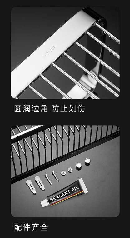 304 stainless steel bathroom storage rack rectangular wall mounted storage mesh basket bathroom shower room washbasin corner rack