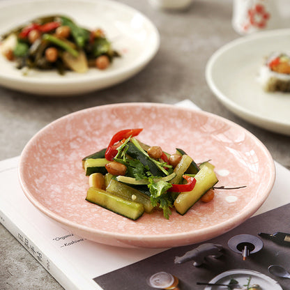 6 - inch Japanese - style round plates, creative plum blossom hand - painted underglaze ceramic tableware, dessert plates, side dish plates, bone plates 6英寸日式圆碟创意梅花手绘釉下彩陶瓷餐具点心碟子小菜碟盘骨碟 - 日式餐具 - Zhongshan Star Trade