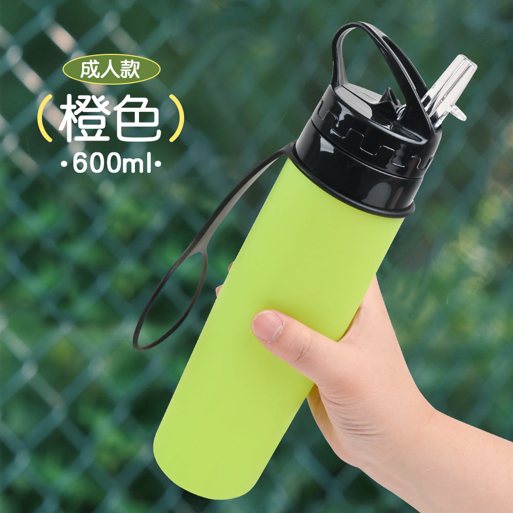 Silicone outdoor water bottle, high appearance level, pp high - temperature resistant, shockproof, portable, folding water cup for children, students and adults 硅胶户外水壶高颜值pp耐高温防摔便携儿童学生成人折叠水杯 - 保温杯 - Zhongshan Star Trade - 绿色600ml
