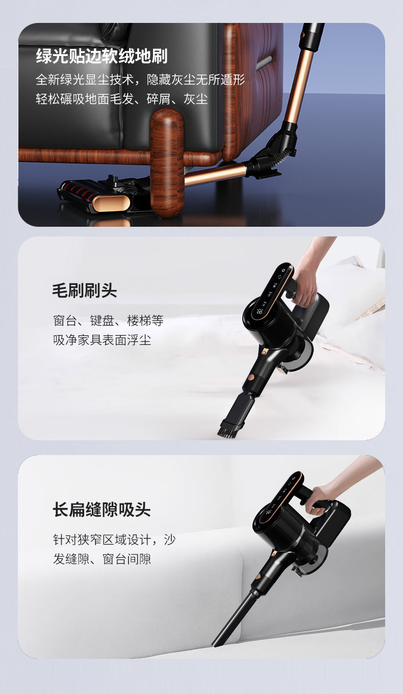 Wireless long-handled roller brush sweeping, suction and mopping all-in-one machine, 24V high suction power handheld vacuum cleaner for home carpets and floors