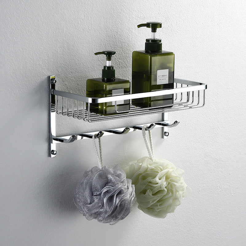 Bathroom storage rack, net basket, bath towel rack, towel rack with hooks bathroom