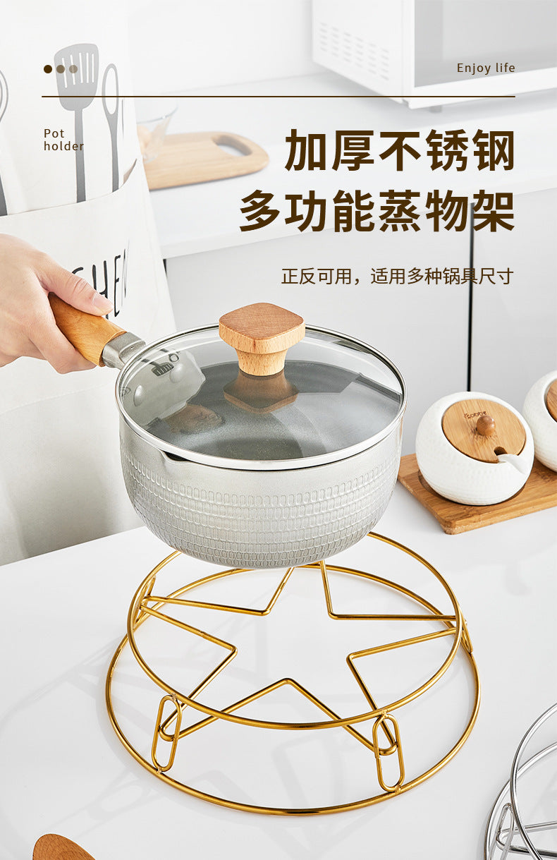 Kitchen shelf pot rack kitchen insulation anti-scalding pot storage bracket round waterproof steam rack countertop pot rack